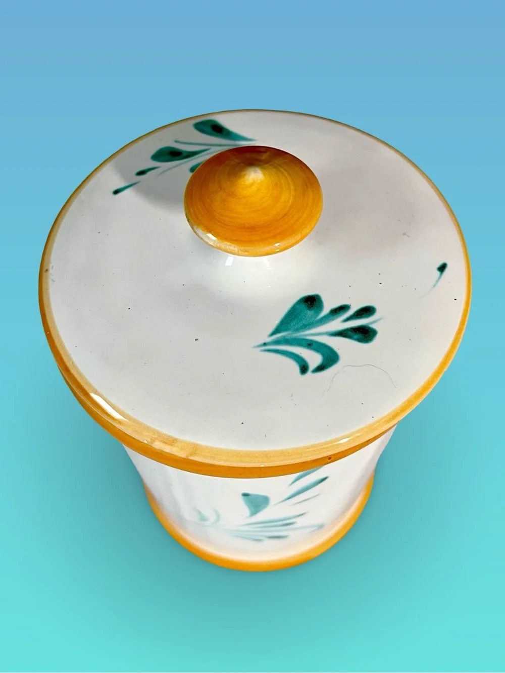 Tuscan Style Ceramic Jar Multi Wick Candle Hand Painted Italian Design Lidded